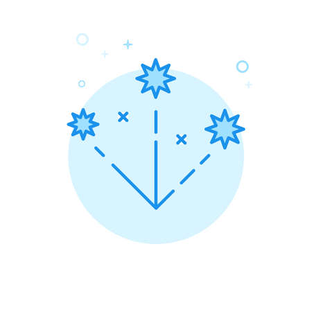 Christmas Salute, Firework Flat Vector Icon, Symbol, Pictogram, Sign. Light Blue Monochrome Design. Editable Strokeのイラスト素材
