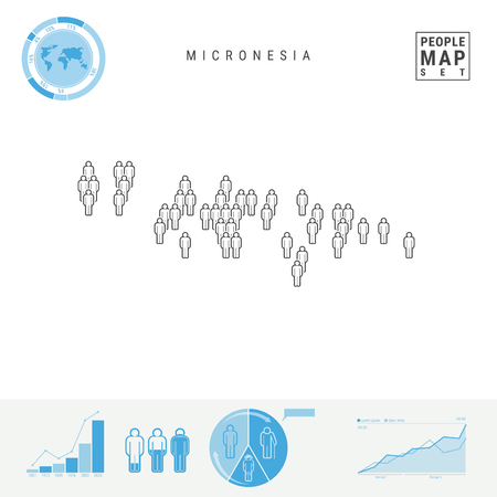 Micronesia People Icon Map. Stylized Vector Silhouette of Micronesia. Population Growth and Aging Infographicsのイラスト素材