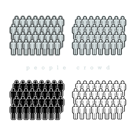 Four Different Groups of People. Target Group. Stylized Vector People Crowds Made of Simple Line Icons. Infographic Elements.のイラスト素材