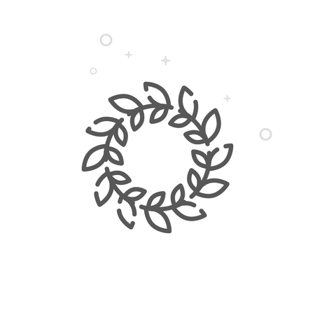 Caesars Crown of Leaves Vector Line Icon, Symbol, Pictogram, Sign. Light Abstract Geometric Background. Editable Strokeのイラスト素材