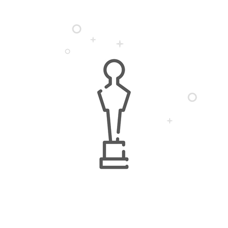 Award Statuette Vector Line Icon. Statue Prize Symbol, Pictogram, Sign. Light Abstract Geometric Background. Editable Stroke. Adjust Line Weight. Design with Pixel Perfection.のイラスト素材