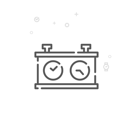Chess Clock Vector Line Icon. Dual Clockface Symbol, Pictogram, Sign. Light Abstract Geometric Background. Editable Stroke. Adjust Line Weight. Design with Pixel Perfection.のイラスト素材