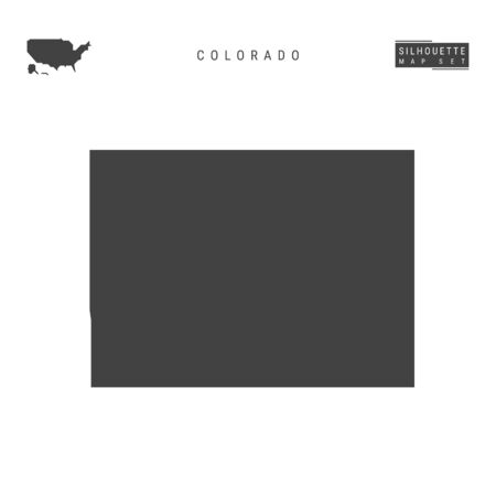 Colorado US State Blank Vector Map Isolated on White Background. High-Detailed Black Silhouette Map of Colorado.のイラスト素材