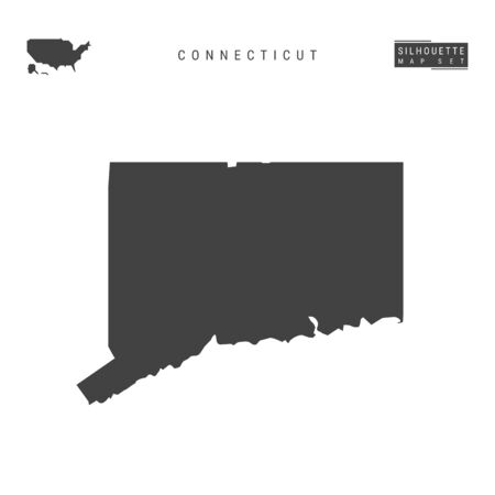 Connecticut US State Blank Vector Map Isolated on White Background. High-Detailed Black Silhouette Map of Connecticut.のイラスト素材