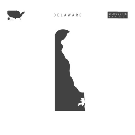 Delaware US State Blank Vector Map Isolated on White Background. High-Detailed Black Silhouette Map of Delaware.のイラスト素材