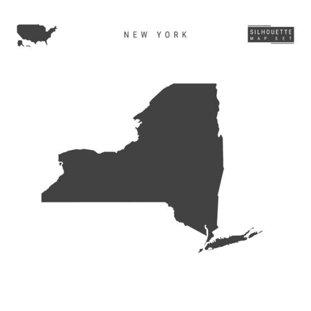 New York US State Vector Map Isolated on White Background. High-Detailed Black Silhouette Map of New Yorkのイラスト素材