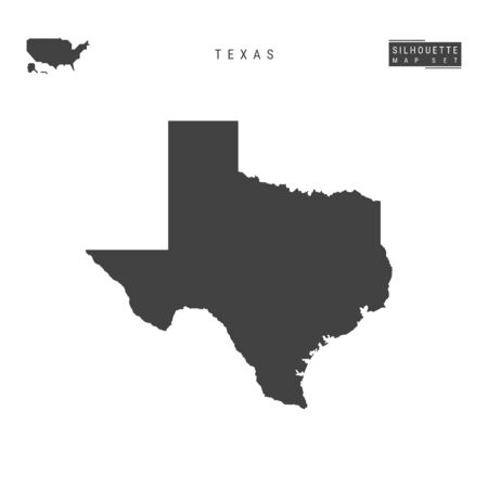 Texas US State Vector Map Isolated on White Background. High-Detailed Black Silhouette Map of Texasのイラスト素材