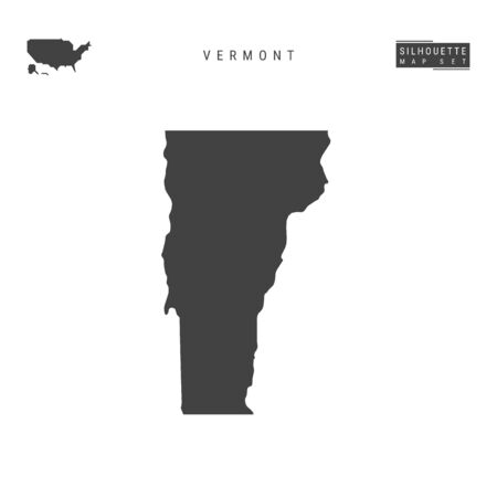 Vermont US State Vector Map Isolated on White Background. High-Detailed Black Silhouette Map of Vermontのイラスト素材