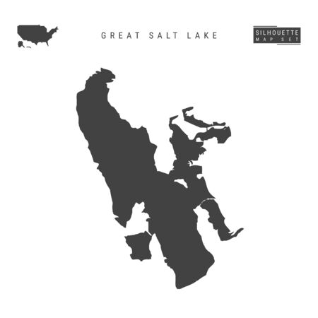 Great Salt Lake Vector Map Isolated on White Background. High-Detailed Black Silhouette Map of Great Salt Lakeのイラスト素材