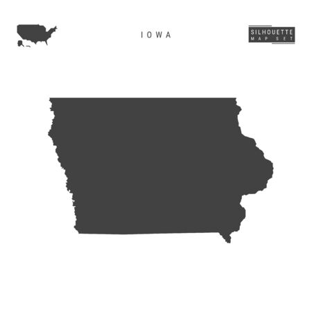 Iowa US State Blank Vector Map Isolated on White Background. High-Detailed Black Silhouette Map of Iowa.のイラスト素材