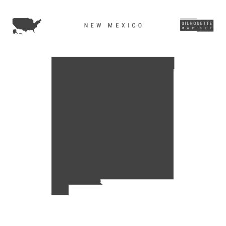 New Mexico US State Blank Vector Map Isolated on White Background. High-Detailed Black Silhouette Map of New Mexico.のイラスト素材
