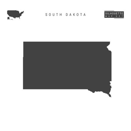 South Dakota US State Blank Vector Map Isolated on White Background. High-Detailed Black Silhouette Map of South Dakota.のイラスト素材