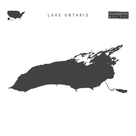 Lake Ontario Blank Vector Map Isolated on White Background. High-Detailed Black Silhouette Map of Lake Ontario.のイラスト素材
