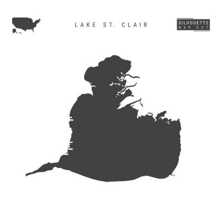 Lake St. Clair Blank Vector Map Isolated on White Background. High-Detailed Black Silhouette Map of Lake St. Clair.のイラスト素材