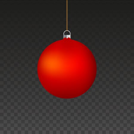 Big Red Matt Christmas Tree Ball. Merry Christmas and Happy New Year Symbol, Background, Template. Christmas Greeting Card. Vector Illustration.のイラスト素材