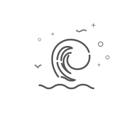 Big sea wave simple vector line icon. Rogue wave symbol, pictogram, sign. Light background. Editable stroke. Adjust line weight.のイラスト素材