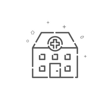 Hospital, infirmary simple vector line icon. Medical station symbol, pictogram, sign. Light background. Editable stroke. Adjust line weight.のイラスト素材