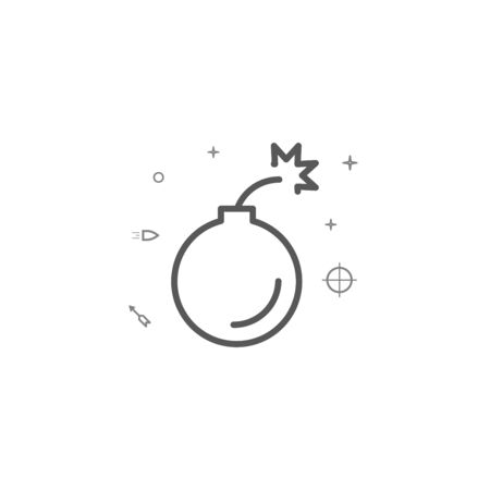 Hand bomb simple vector line icon. Grenade symbol, pictogram, sign. Light background. Editable stroke. Adjust line weight.のイラスト素材