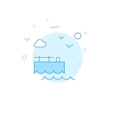 Berth, pier vector icon. Flat illustration. Filled line style. Blue monochrome design. Editable stroke. Adjust line weight.のイラスト素材