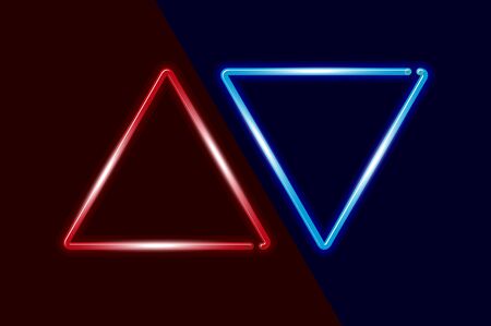 Up and down arrows glowing neon sign or LED strip light. Realistic vector illustration. Dark background.のイラスト素材