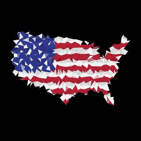 USA polygonal flag map with triangulation effect. Vector illustration.のイラスト素材