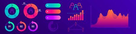 Modern people infographic design elements vector set. Trendy charts and buttons.のイラスト素材