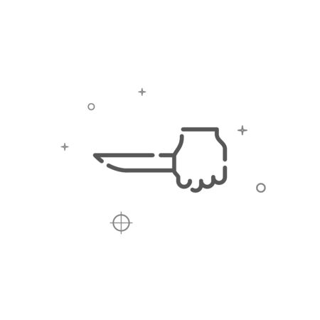 Hand with a knife simple vector line icon. Criminal symbol, pictogram, sign. Light background. Editable stroke. Adjust line weight.のイラスト素材