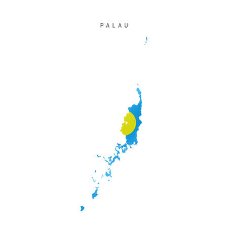 Detailed waving flag map of Palau. Vector map with masked flag.のイラスト素材
