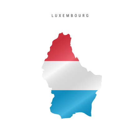 Detailed waving flag map of Luxembourg. Vector map with masked flag.のイラスト素材