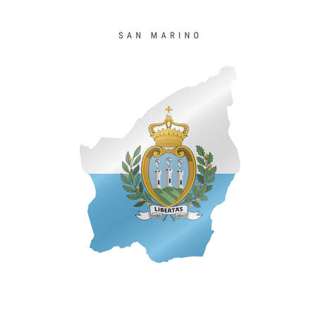Detailed waving flag map of San Marino. Vector map with masked flag.のイラスト素材