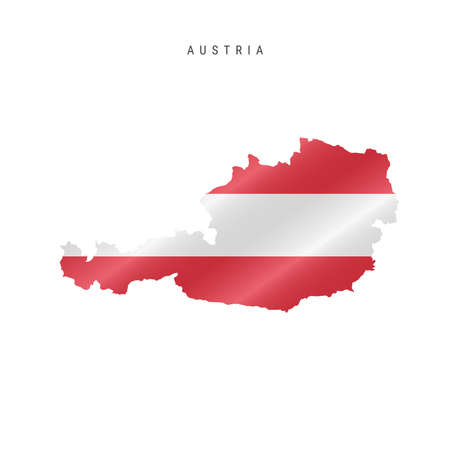 Detailed waving flag map of Austria. Vector map with masked flag.のイラスト素材
