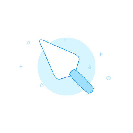 Masonry brick trowel vector icon. Flat illustration. Filled line style. Blue monochrome design. Editable stroke. Adjust line weight.のイラスト素材