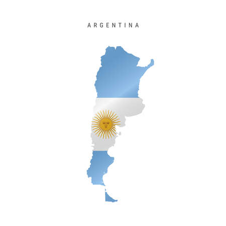 Detailed waving flag map of Argentina. Vector map with masked flag.のイラスト素材