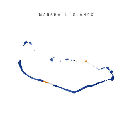 Detailed waving flag map of Marshall Islands. Vector map with masked flag.のイラスト素材