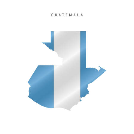 Detailed waving flag map of Guatemala. Vector map with masked flag.のイラスト素材