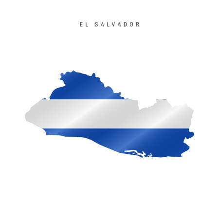Detailed waving flag map of El Salvador. Vector map with masked flag.のイラスト素材