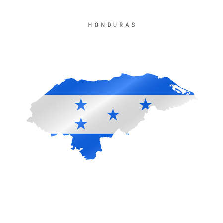 Detailed waving flag map of Honduras. map with masked flag.のイラスト素材