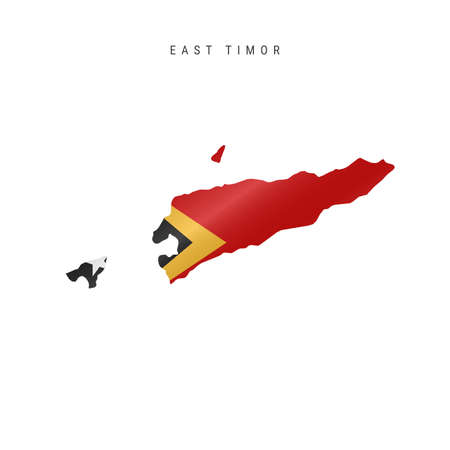 Detailed waving flag map of East Timor. Vector map with masked flag.のイラスト素材