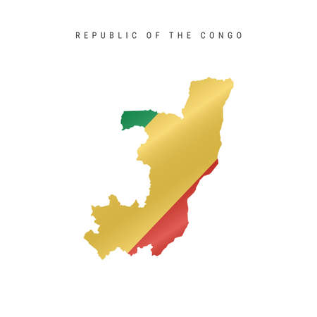 Detailed waving flag map of Republic of the Congo. Vector map with masked flag.のイラスト素材