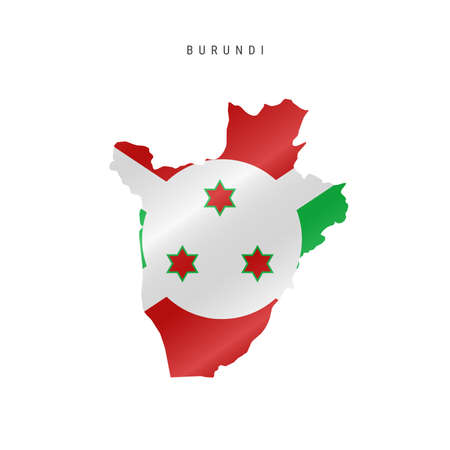 Detailed waving flag map of Burundi. Vector map with masked flag.のイラスト素材