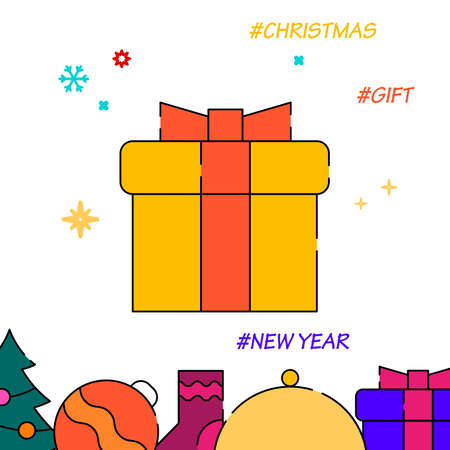 Gift box filled line vector icon, simple illustration, New Year, Christmas related bottom border.のイラスト素材