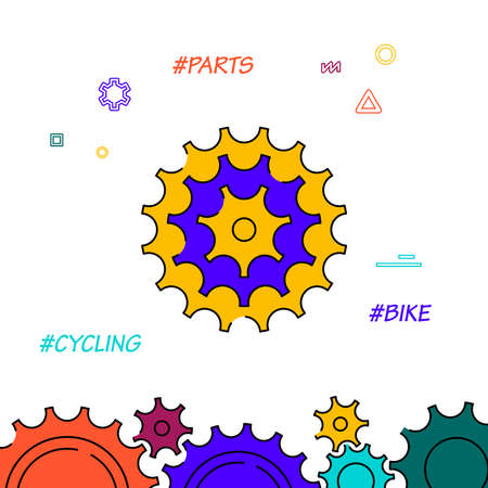 Bike cassette filled line vector icon, simple illustration, related bottom border.のイラスト素材