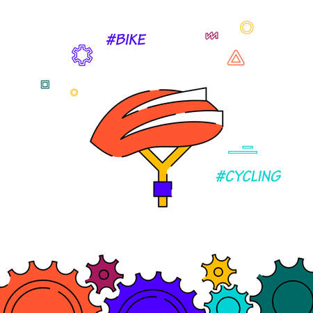 Bike helmet filled line vector icon, simple illustration, related bottom border.のイラスト素材