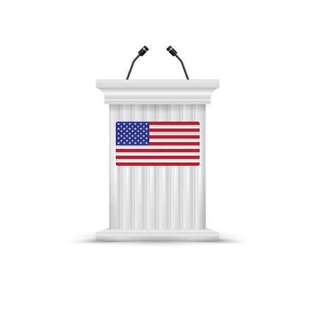White tribune for political debate. 2020 United States presidential election. Vector illustration.のイラスト素材