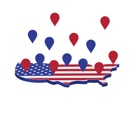 US flag map with voting places. 2020 United States presidential election. Vector illustration.のイラスト素材