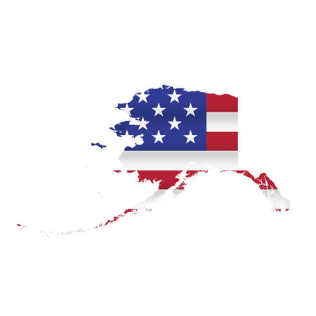 Alaska US state flag map isolated on white. Vector illustration.のイラスト素材