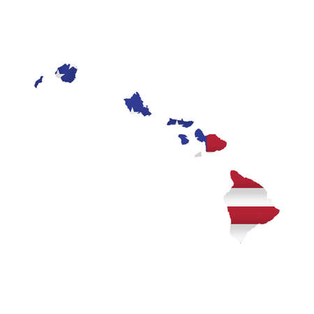 Hawaii US state flag map isolated on white. Vector illustration.のイラスト素材