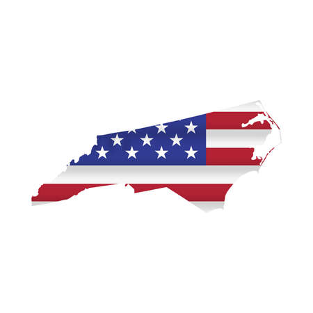 North Carolina US state flag map isolated on white. Vector illustration.のイラスト素材