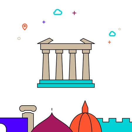 Parthenon, Greece filled line vector icon, simple illustration, world landmarks related bottom border.のイラスト素材