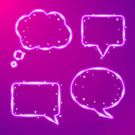 Glowing magical chat and speech bubbles vector art.のイラスト素材